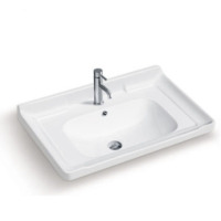 Single square basin with corner horn countertop basin in the bathroom