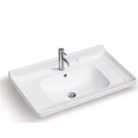 Single square basin with corner horn countertop basin in the bathroom