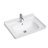 Single square basin with corner horn countertop basin in the bathroom