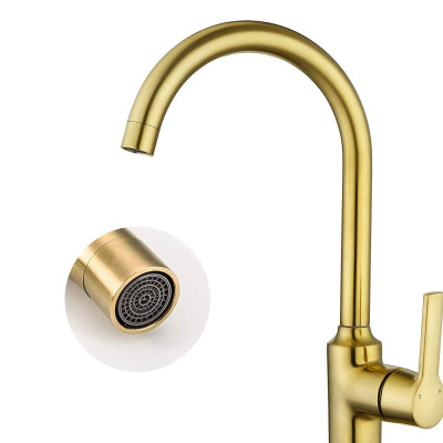 Brushed golden kitchen faucet