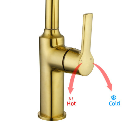 Brushed golden kitchen faucet
