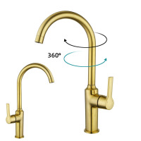 Brushed golden kitchen faucet