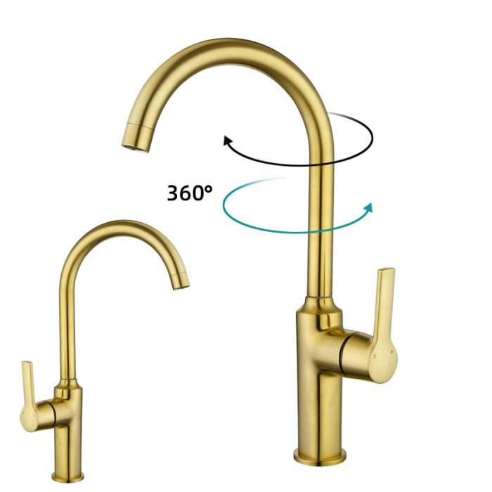 Brushed golden kitchen faucet