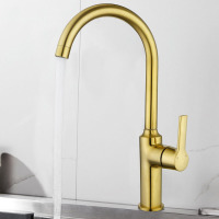Brushed golden kitchen faucet