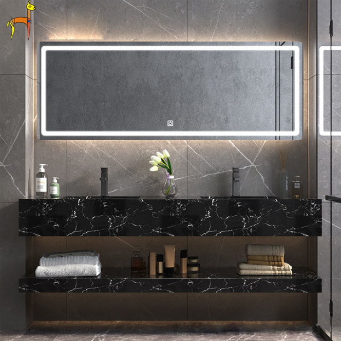 Smart luminous bathroom mirror with frame