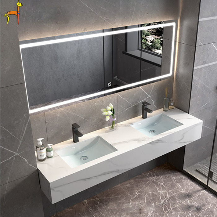 Smart luminous bathroom mirror with frame