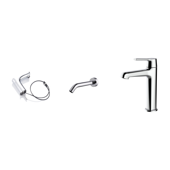 Faucet single cold double pipe double handle universal rotation